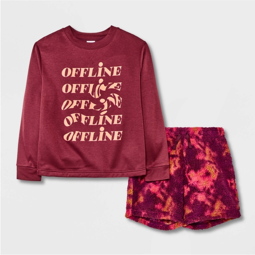 Boys' long sleeve pullover & Fuzzy Shorts Pajama Set - NWT